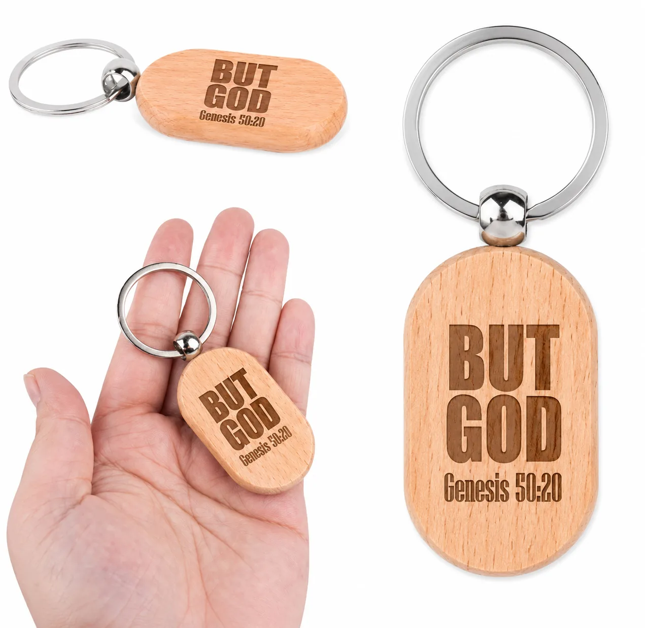 Wood Carved Custom Keychain